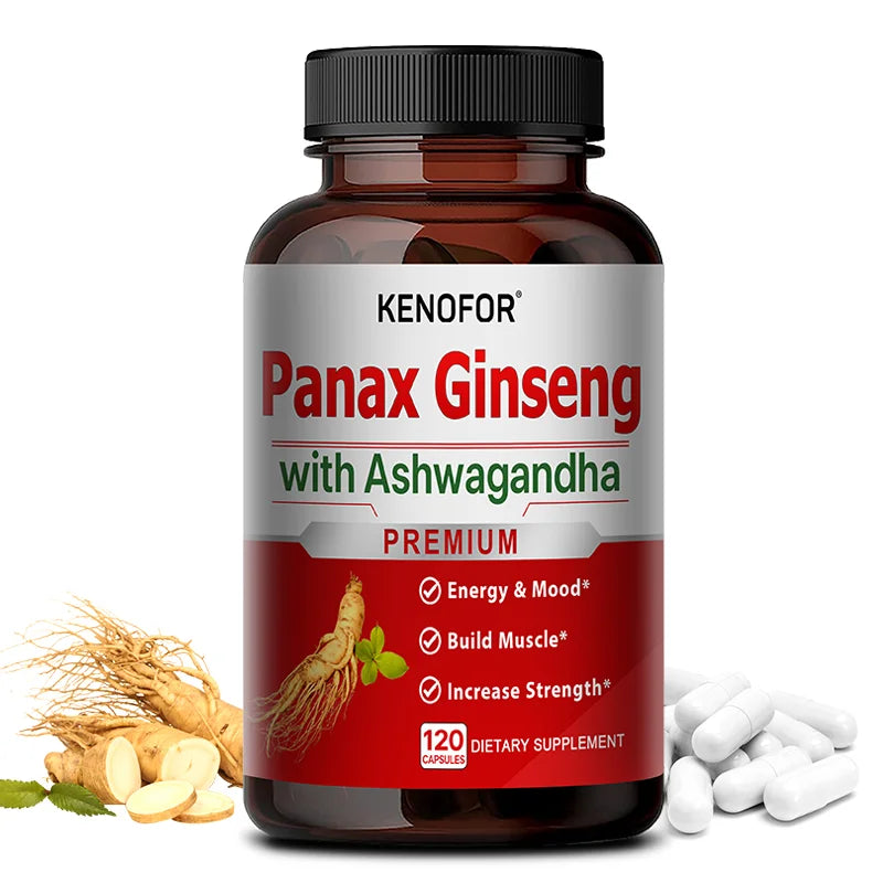 Ginseng and Ashwagandha Extracts - Supports Energy, Strength, Vitality and Performance for Men and Women