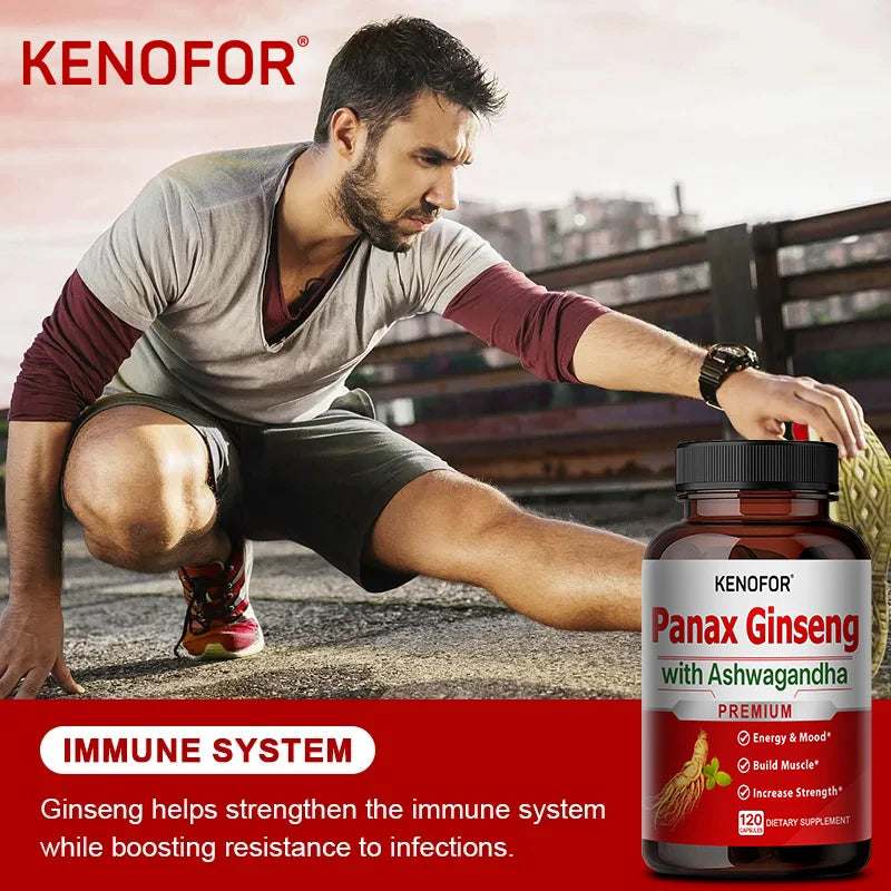 Ginseng and Ashwagandha Extracts - Supports Energy, Strength, Vitality and Performance for Men and Women