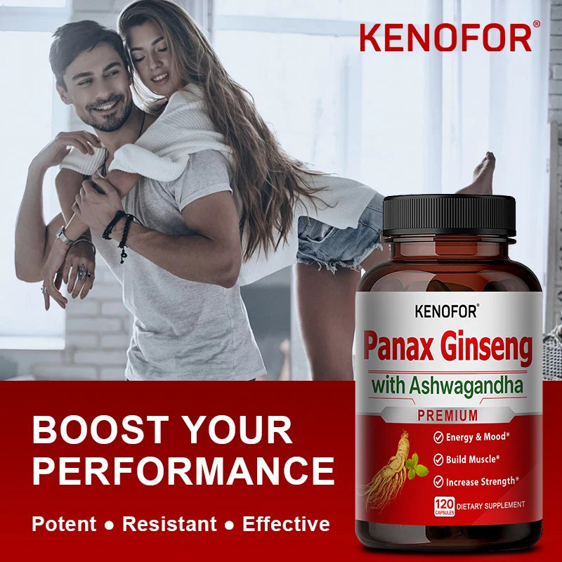 Ginseng and Ashwagandha Extracts - Supports Energy, Strength, Vitality and Performance for Men and Women